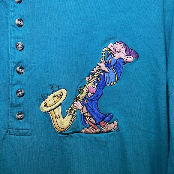 Vintage 90s Disney Store Snow White Seven Dwarves Embroidered Longsleeve Shirt - Picture 3 of 7